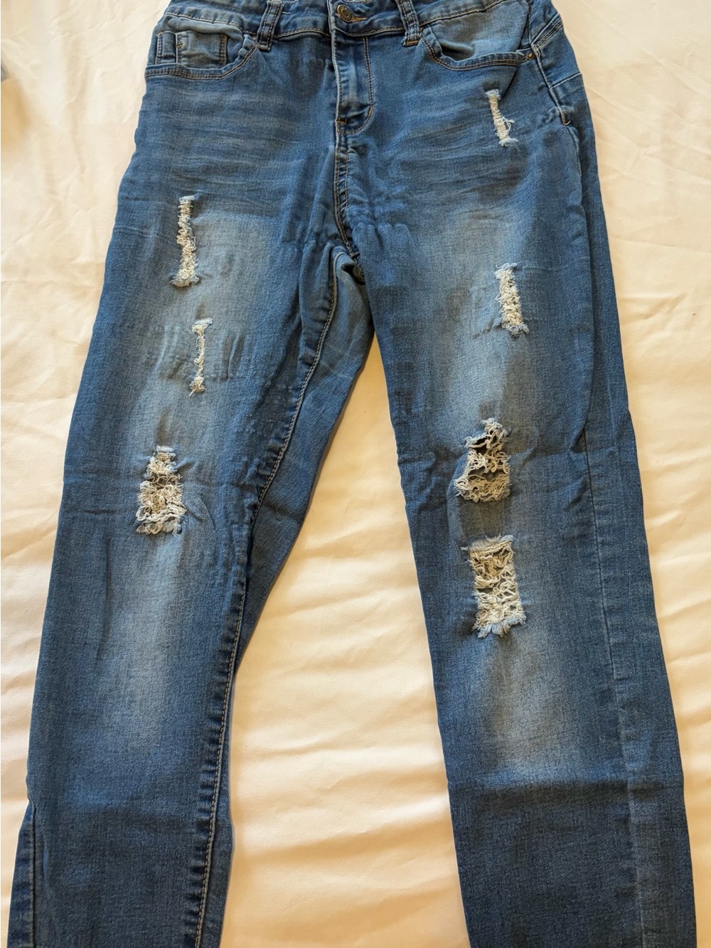 Wax Jean Women Skinny Distressed Blue Jeans